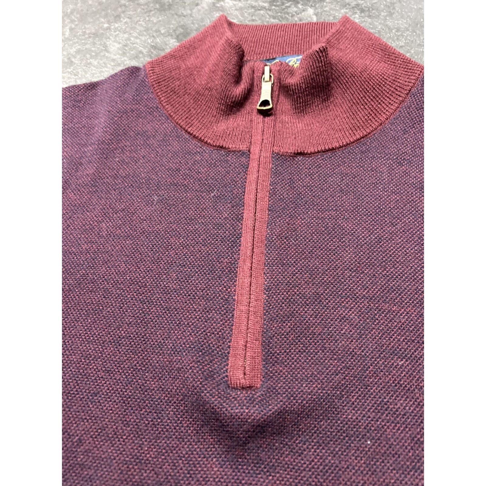 Brooks Brothers Brooks Brothers Men's L Sweater 1/4 Zip Pullover Wool Merino Knit Burgundy Regular Size L Mock Neck Zip Machine Washable Casual Golf Mens Size US L / EU 52-54 / 3 - 5 Thumbnail