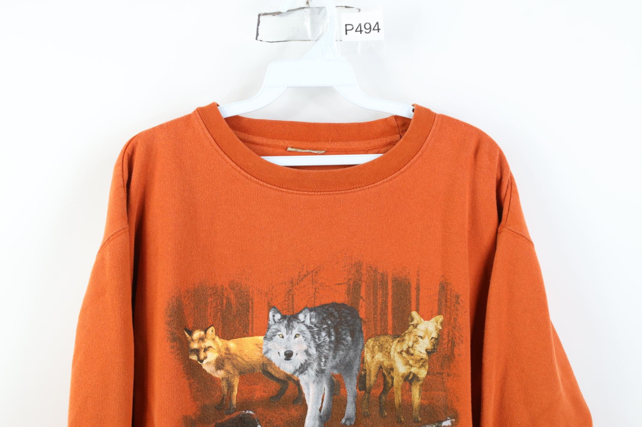 Vintage Vintage 90s Streetwear Nature Wolf Fox Crewneck Sweatshirt Size US M / EU 48-50 / 2 - 2 Thumbnail