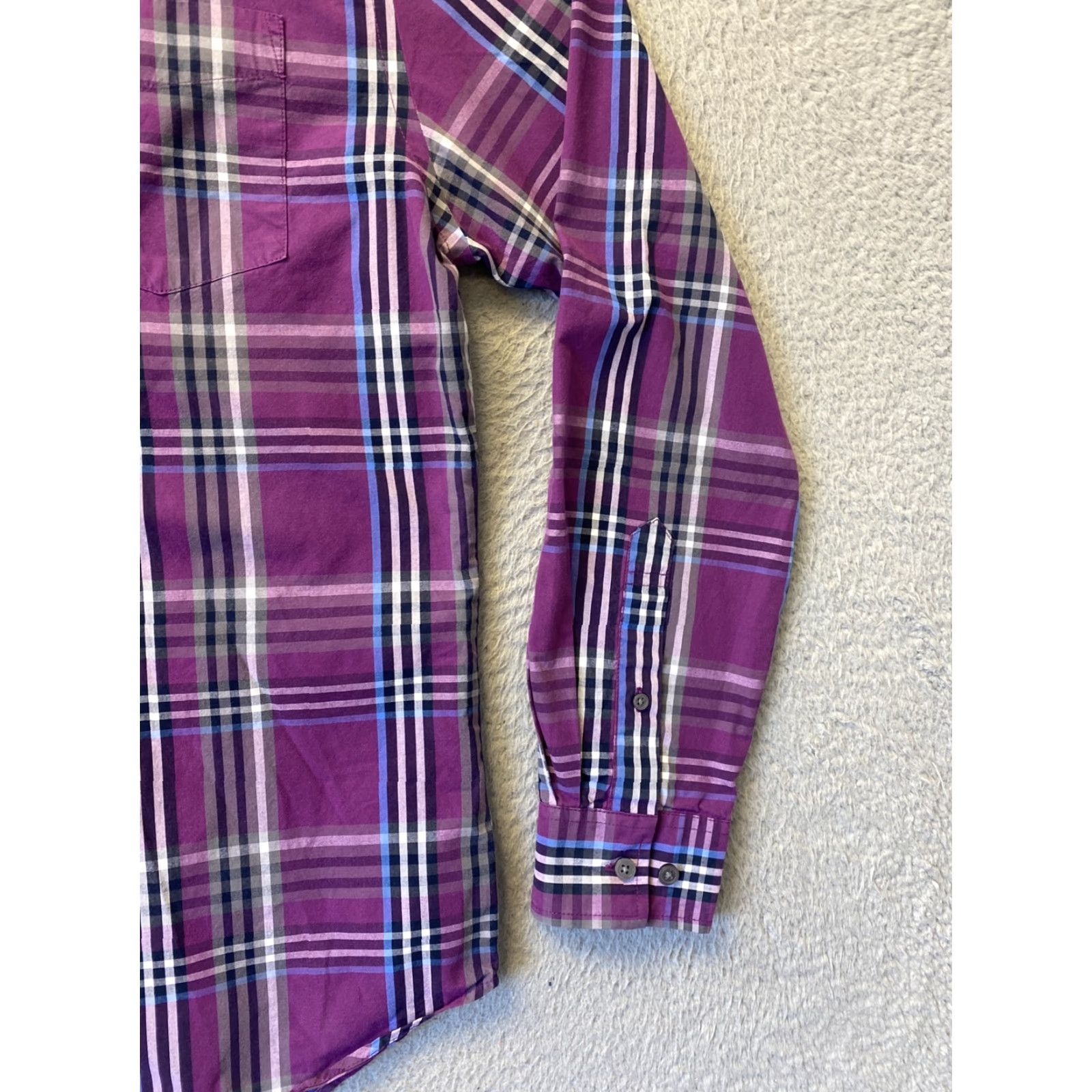 Croft & Barrow Croft & Barrow Croft Barow Shirt Mens S Purple Blue Plaid Button-Up Adult 39-68 Regular Button Size US S / EU 44-46 / 1 - 2 Thumbnail