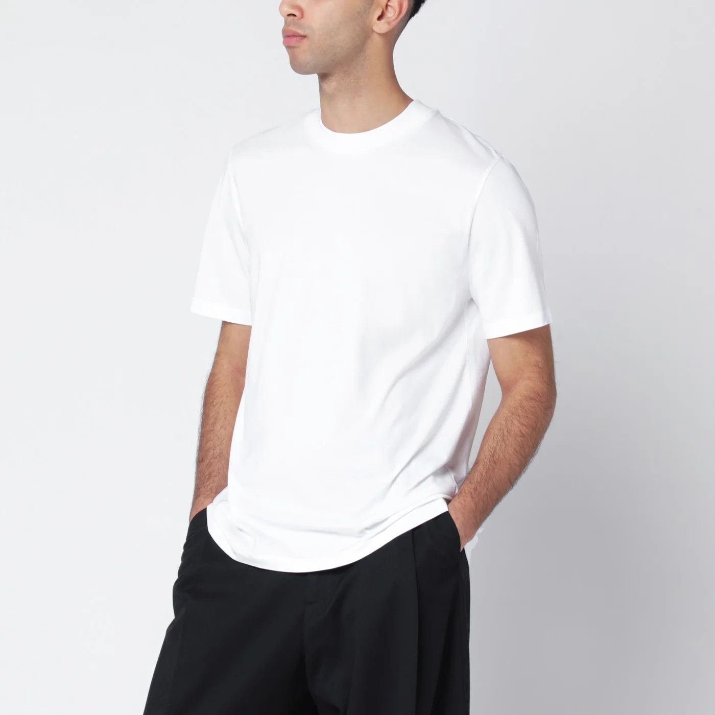 Jil Sander o1d2blof0526 Cotton Short Sleeve T-Shirt in White Size US S / EU 44-46 / 1 - 4 Thumbnail