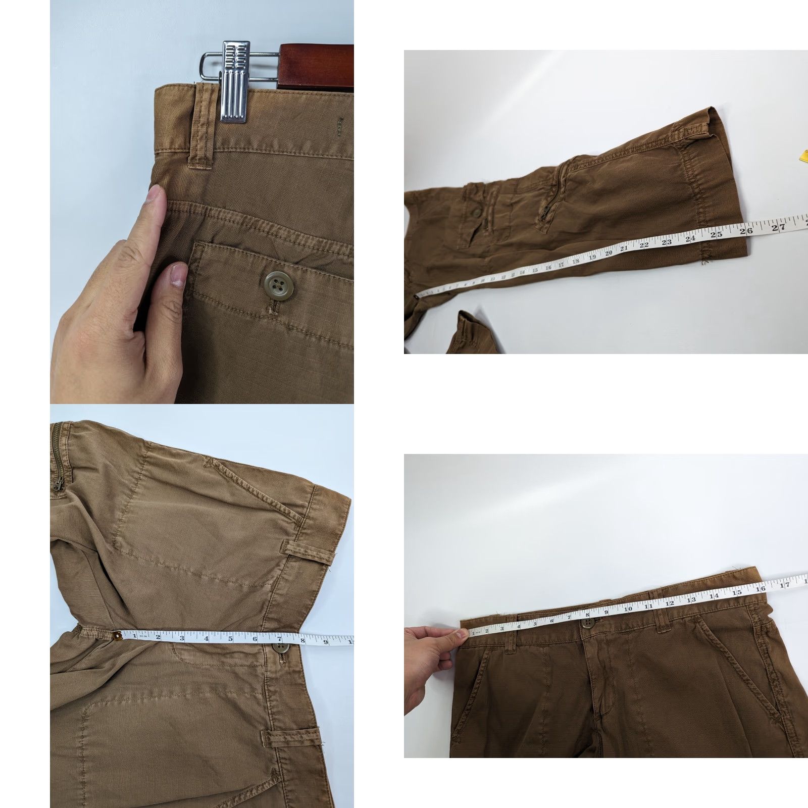 J.Crew VINTAGE J.CREW Women's Pants City Fit Capri Chino Ripstop Cargo Light Brown Size 4 Size 27" / US 4 / IT 40 - 8 Thumbnail