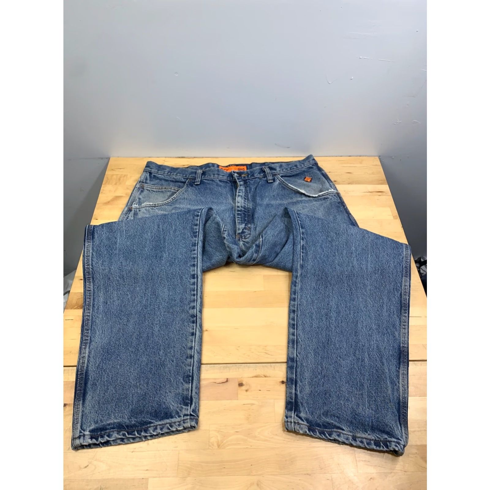 Wrangler Wrangler Wrangler FR Riggs Workwear Jeans Mens 40x30 Blue Denim 5-Pocket Logo Straight 30 In Regular Vintage: No Size US 40 / EU 56 - 4 Thumbnail