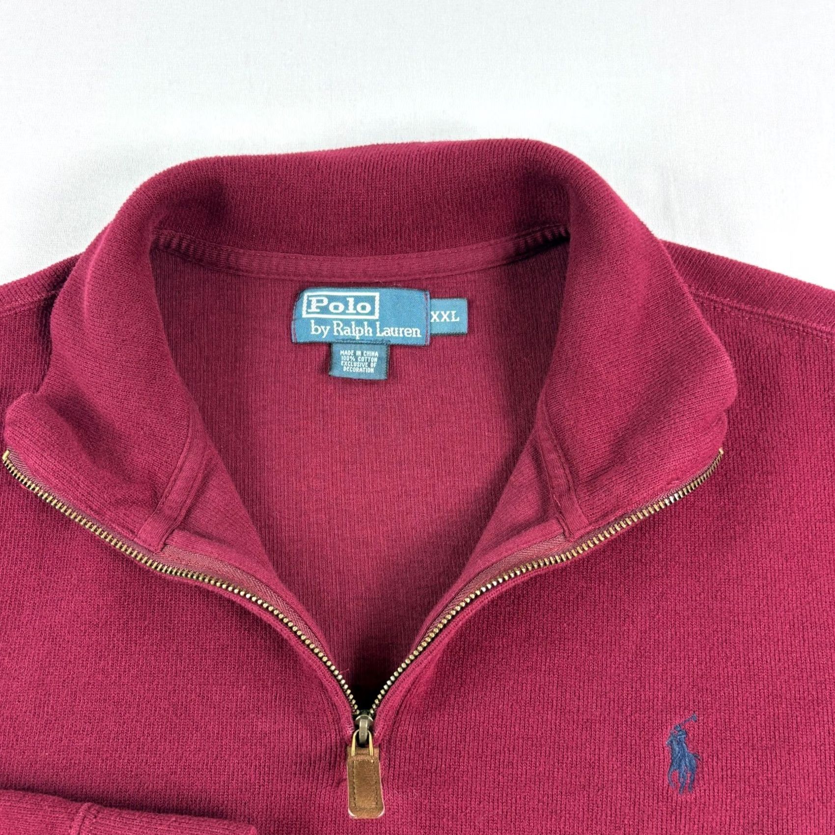 Polo Ralph Lauren Polo Ralph Lauren Sweater Mens 2XL Red 1/4 Zip Pullover Cotton Preppy Casual Knit Pullover Mock Neck Cardigan Style for Men Size US XXL / EU 58 / 5 - 3 Thumbnail