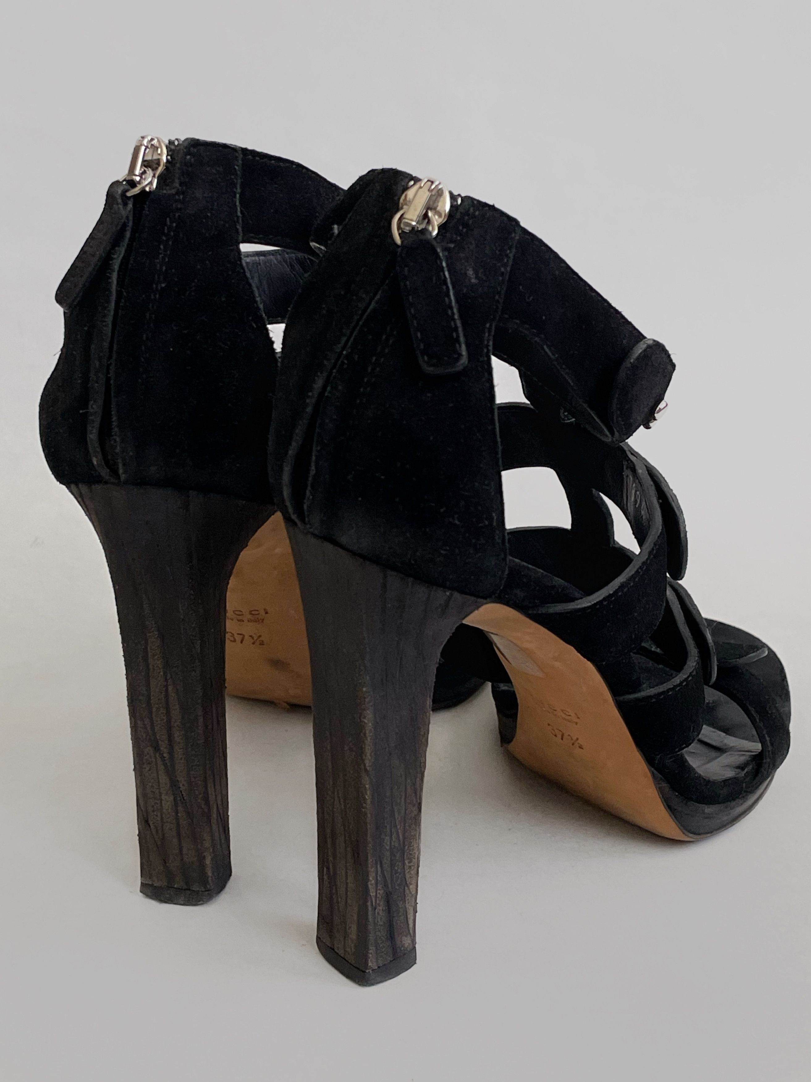 Gucci Gucci Vintage Studded Gladiator Sandals Black Suede Leather Size US 7.5 / IT 37.5 - 6 Thumbnail