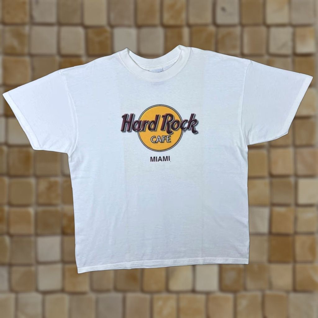 Hard Rock Cafe Vintage Hard Rock Cafe Miami Souvenir Logo Graphic White T-Shirt XL Mens Shirt Short Sleeve Round Neck 1990s OST? Size US XL / EU 56 / 4 - 1 Thumbnail