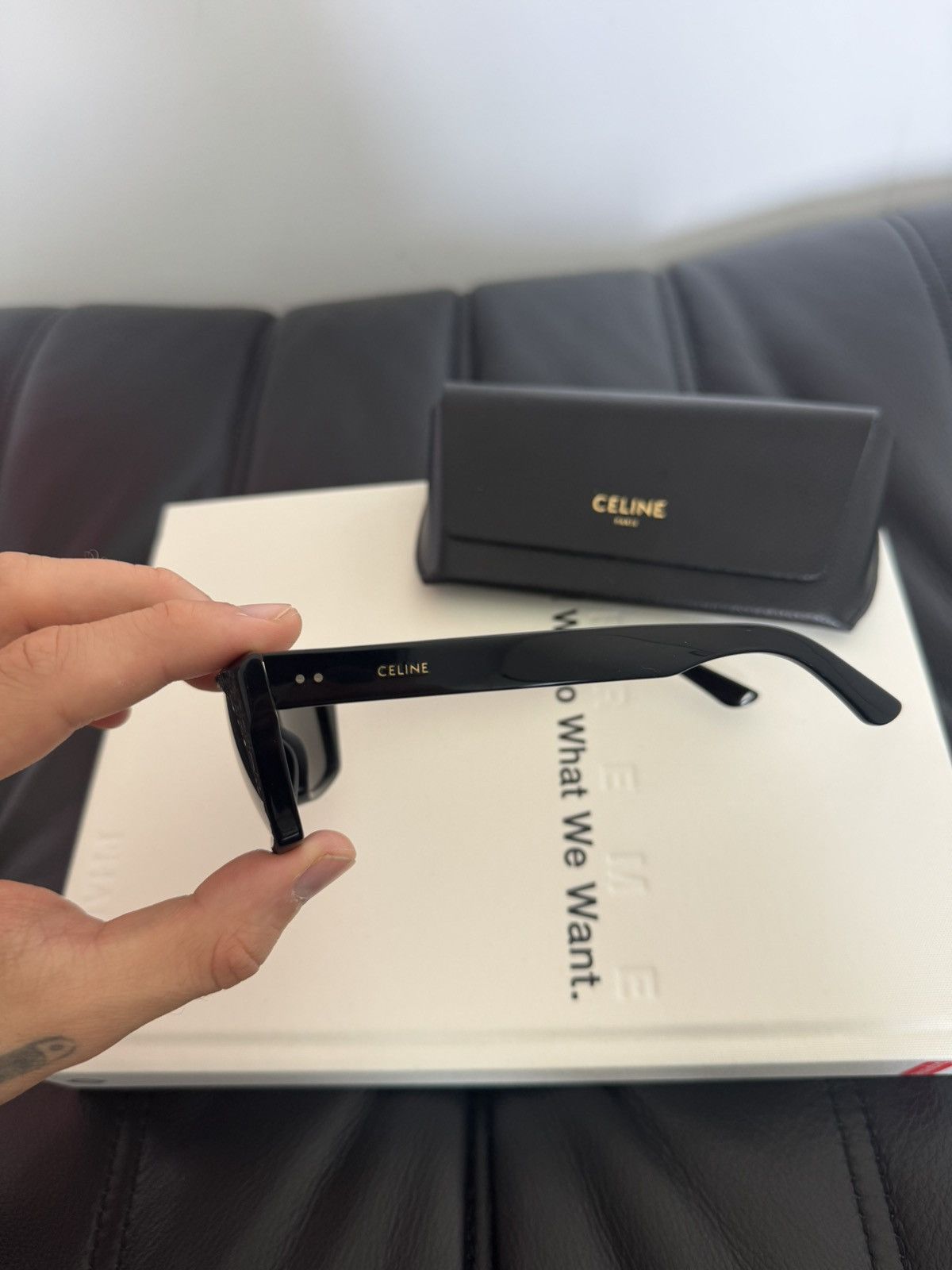 Celine Celine Paris Sun Glasses Black Designer Glasses Snake Size ONE SIZE - 3 Thumbnail