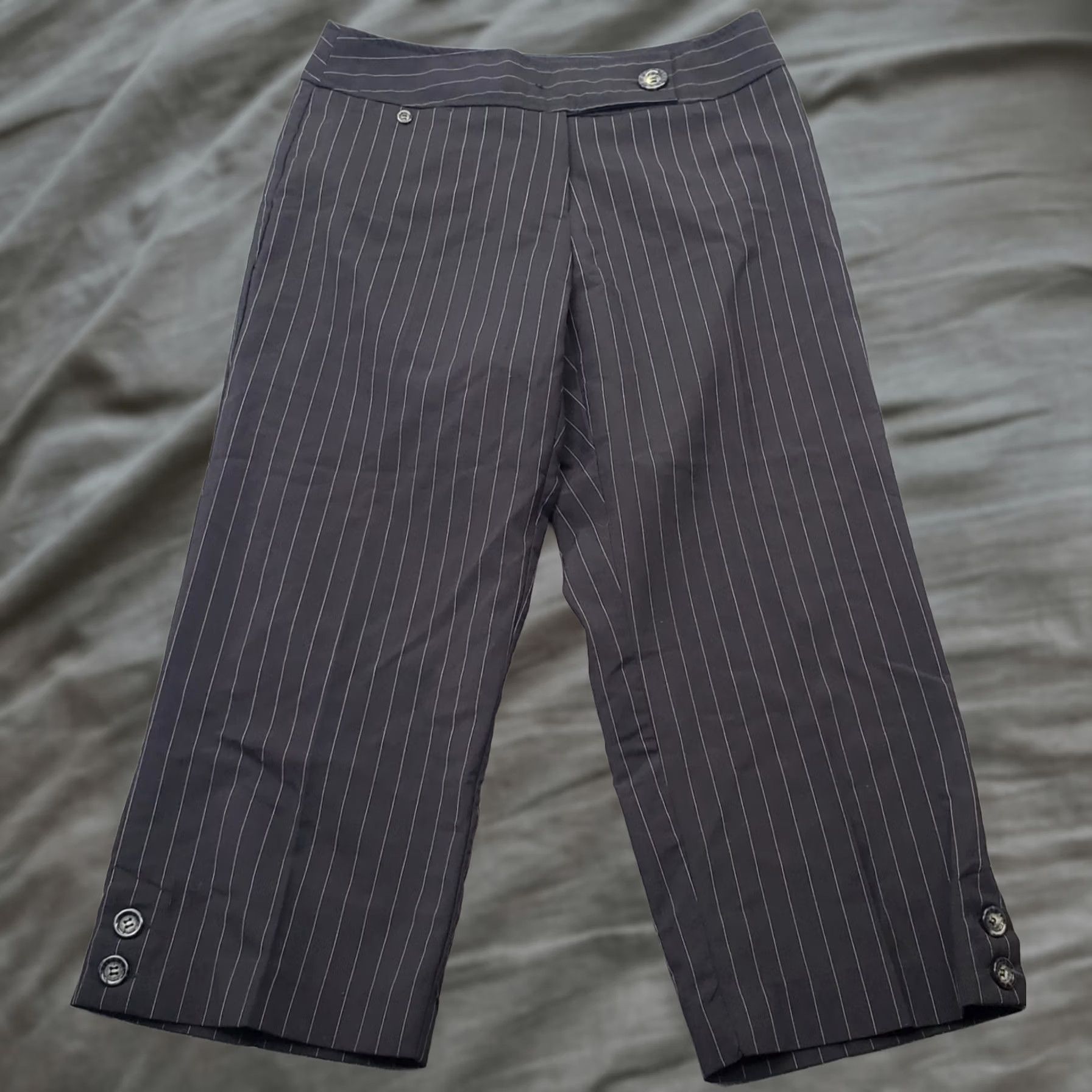 Vintage Style&co. Dress Pants Womens Size 6 Multi Pinstripe Stretch Flat Front Ankle Button Size 28" / US 6 / IT 42 - 1 Thumbnail