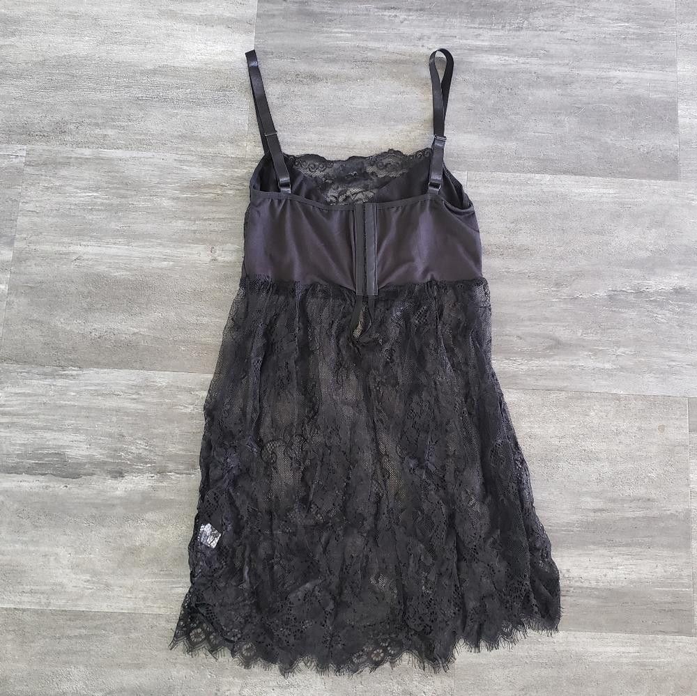 Designer Black Ribbon Detailed Lingerie Nightie w/Panty Size ONE SIZE - 2 Thumbnail