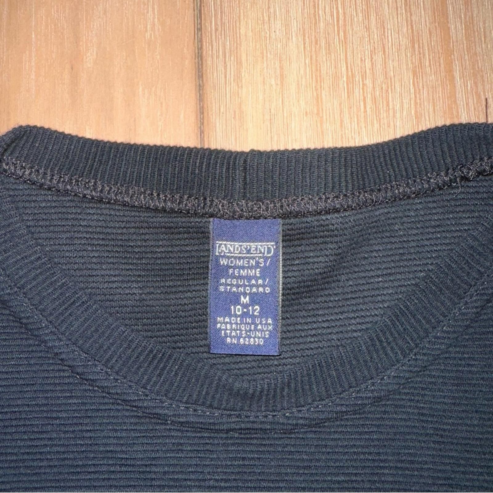 Lands' End Lands End M EUC Black Ribbed Longline Tunic Pullover Stretch Size M / US 6-8 / IT 42-44 - 6 Thumbnail