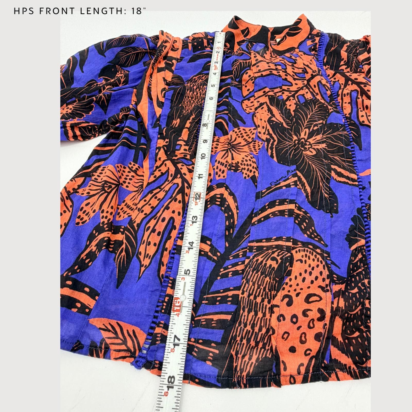 Farm Rio Farm Rio Tropical Pleated Cotton Blouse Coral Blue XXS Size XXS / US 00 / IT 34 - 8 Thumbnail