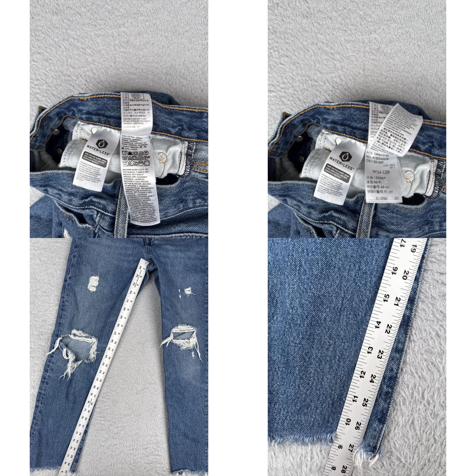 Levi's Levis Premium Jeans Womens 26 Blue Wedgie Straight High Rise Distressed Raw Hem Size 26" / US 2 / IT 38 - 8 Thumbnail
