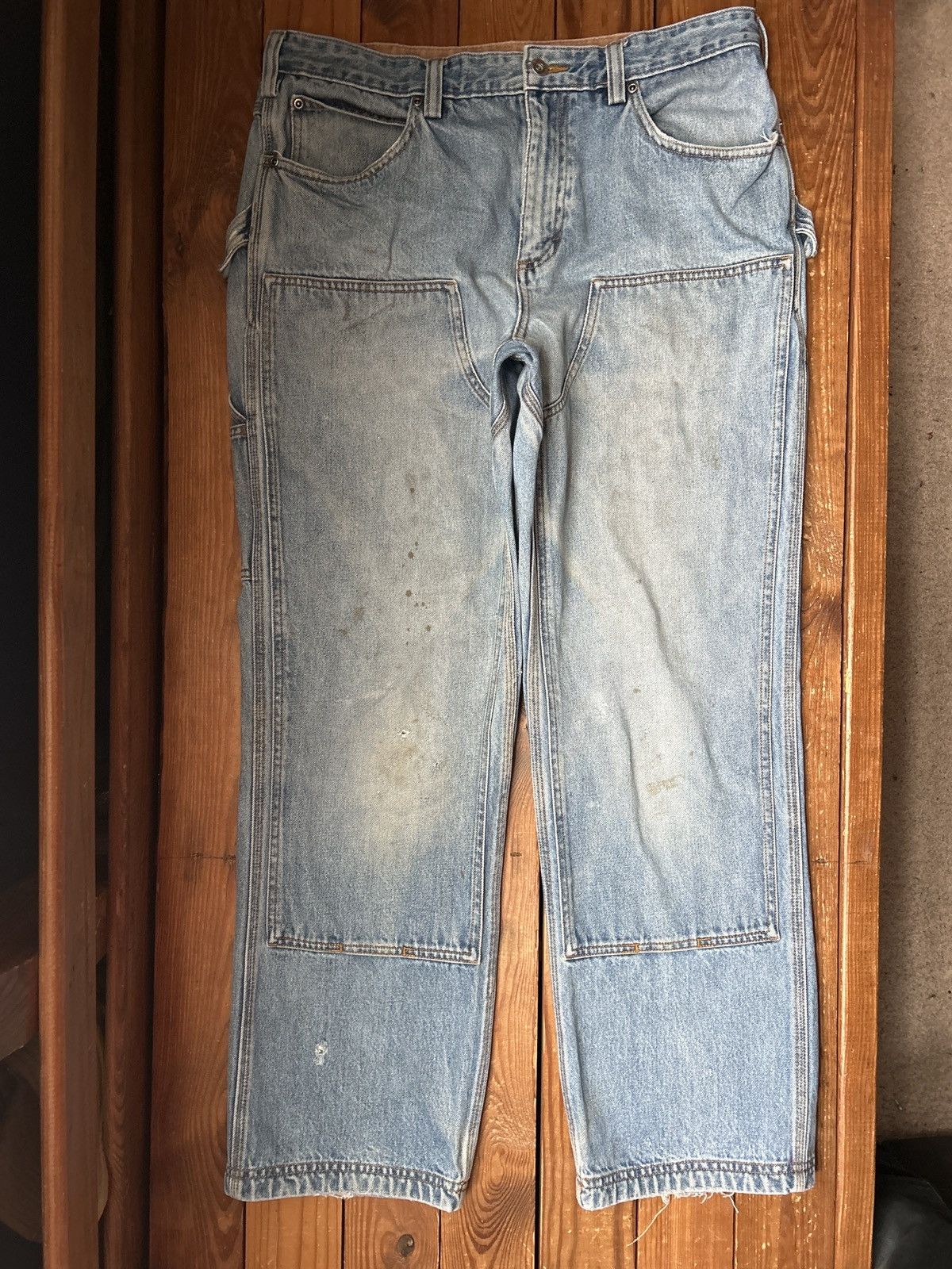 Duluth Trading Company Vintage Carhartt Style Blue Denim Double Knee Jeans Size US 34 / EU 50 - 1 Thumbnail
