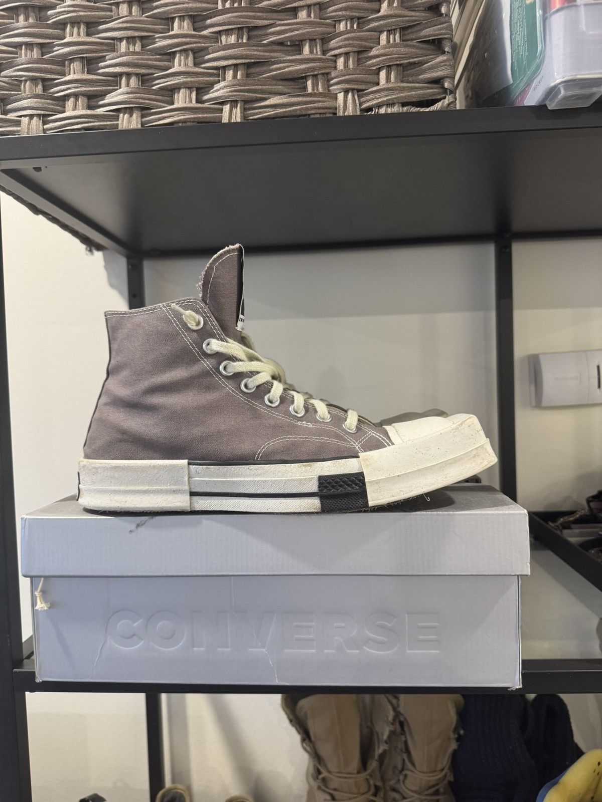 Converse × Rick Owens Drkshdw Rick Owens Converse TURBODRK Square Toe Grey / Brown Size US 9.5 / EU 42-43 - 2 Thumbnail