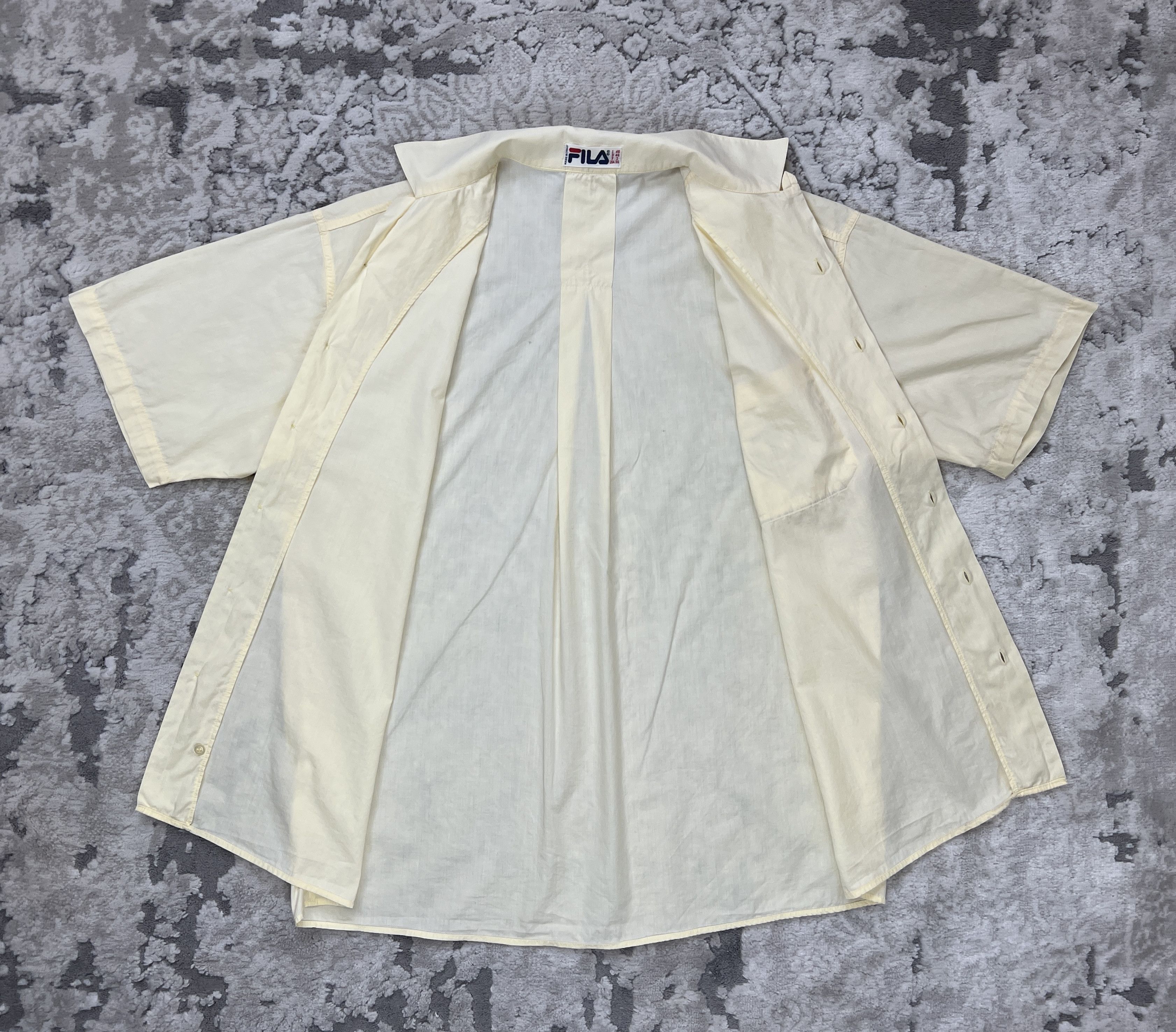 Fila × Vintage Vintage FILA Italy Short Sleeve Cream Shirt with Crest Logo Size US M / EU 48-50 / 2 - 6 Thumbnail