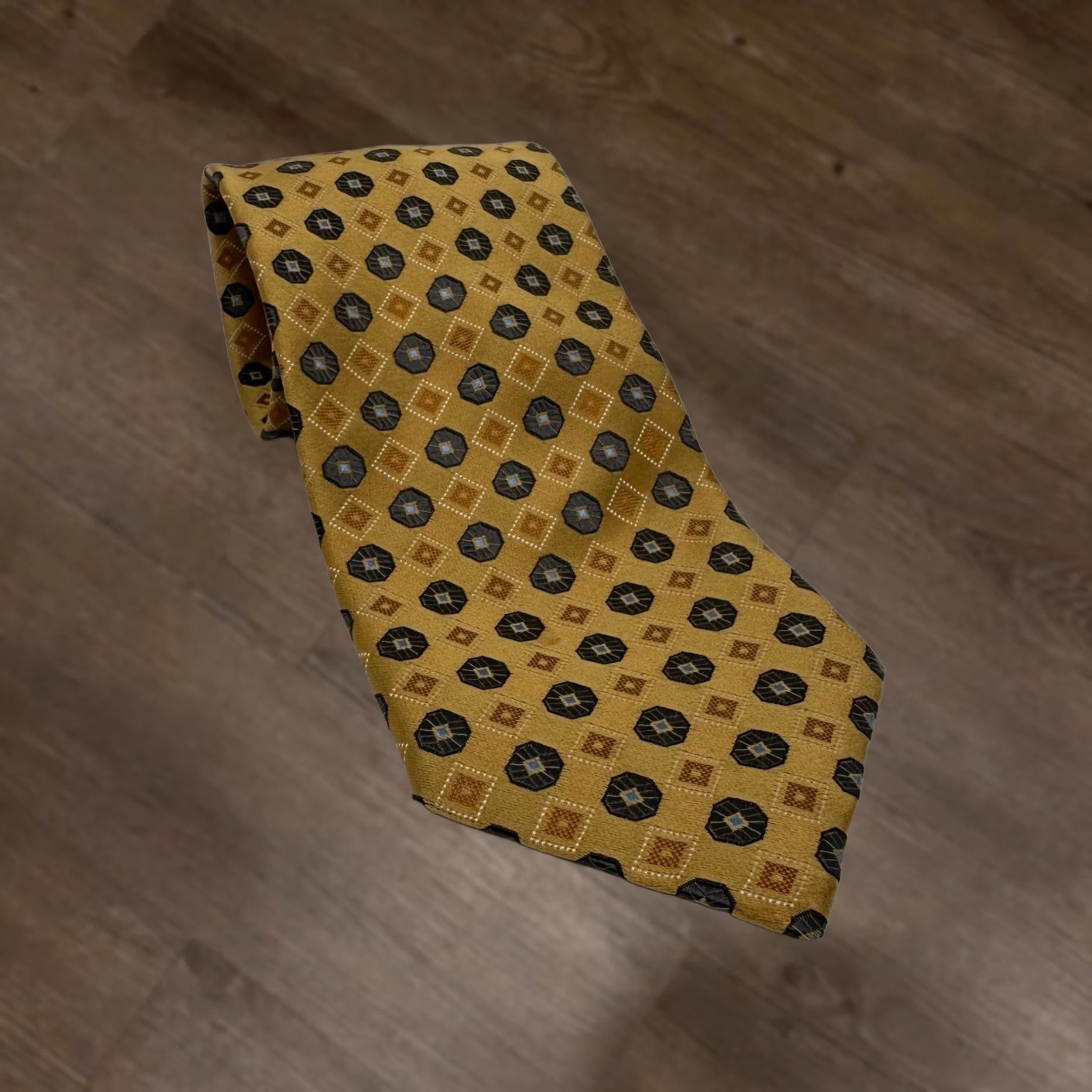Ermenegildo Zegna Ermenegildo Zegna Silk Necktie Mens One Size Yellow Geometric Tie Made In Italy Size ONE SIZE - 1 Thumbnail