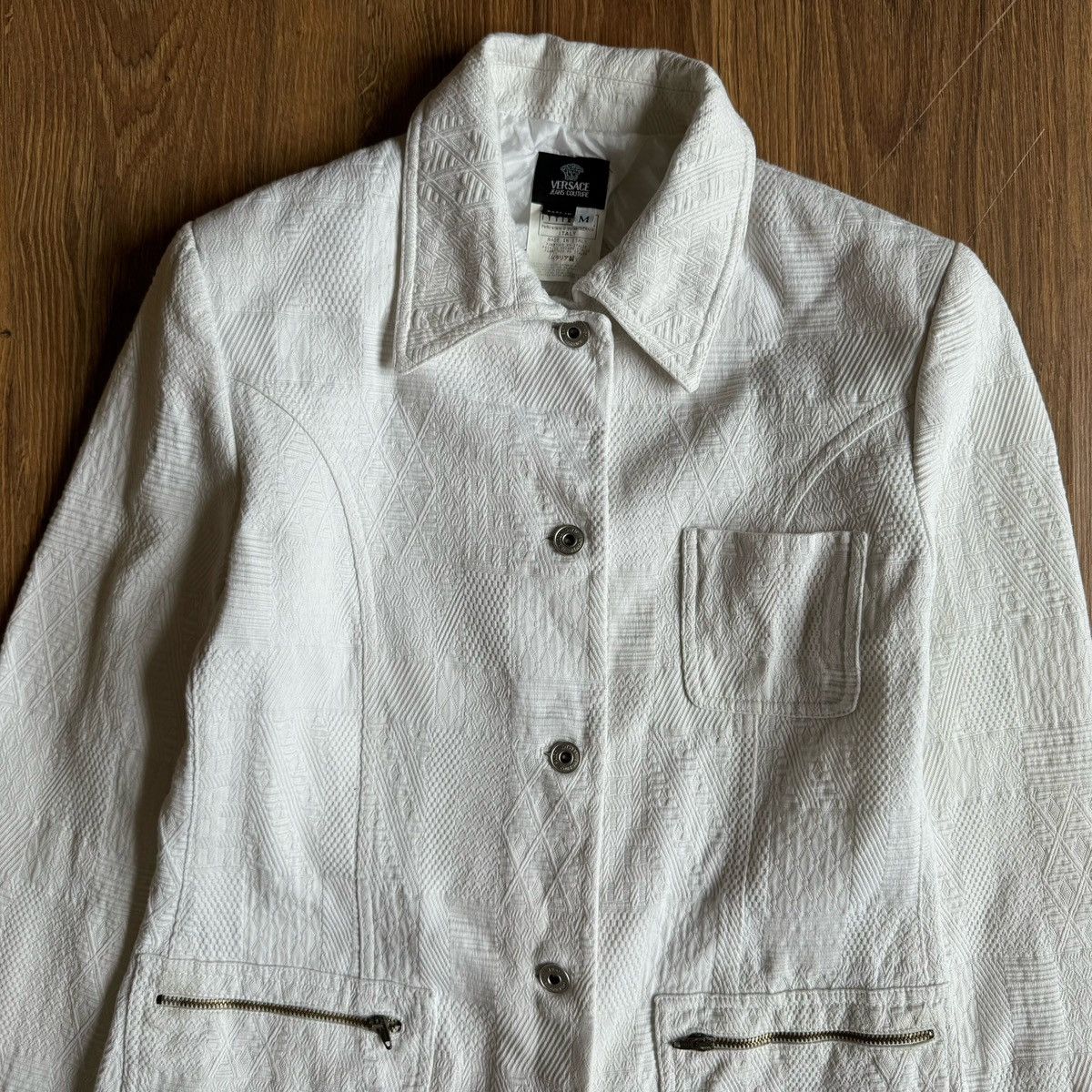 Versace × Versace Jeans Couture × Vintage Vintage Versace Jeans Couture Women’s Jacket White M 90s Size M / US 6-8 / IT 42-44 - 2 Thumbnail