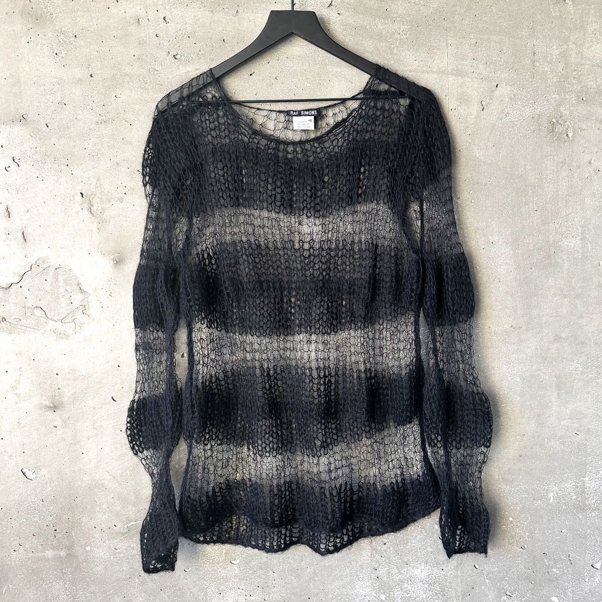 SS98 “Black Palms” Striped Loose Knit Mohair Sweater