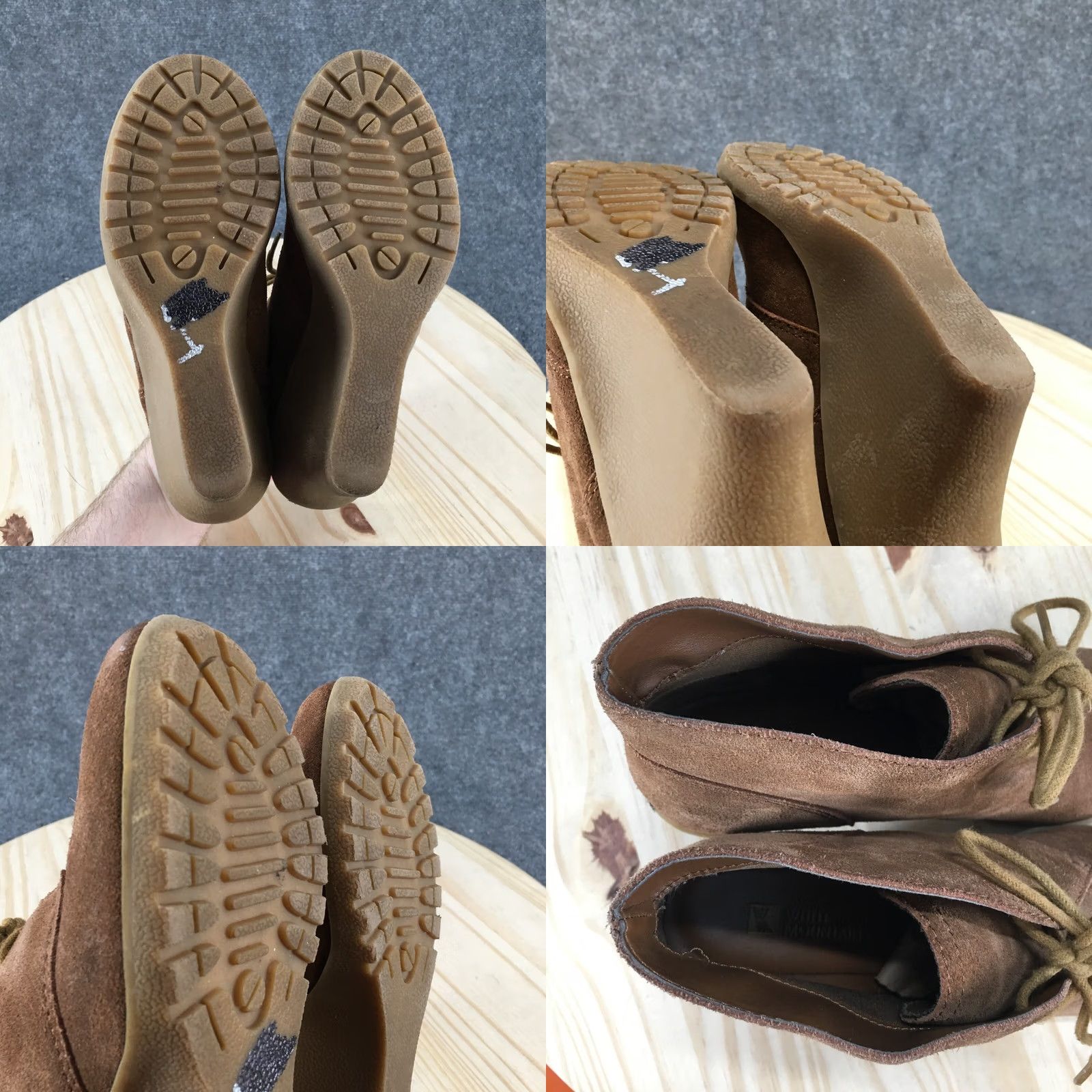 Vintage White Mountain Womens Chukka Boots - Brown Leather Wedge Heels - 8/6.5 US Size - Casual Booties - Fashion Size US 8 / IT 38 - 9 Thumbnail