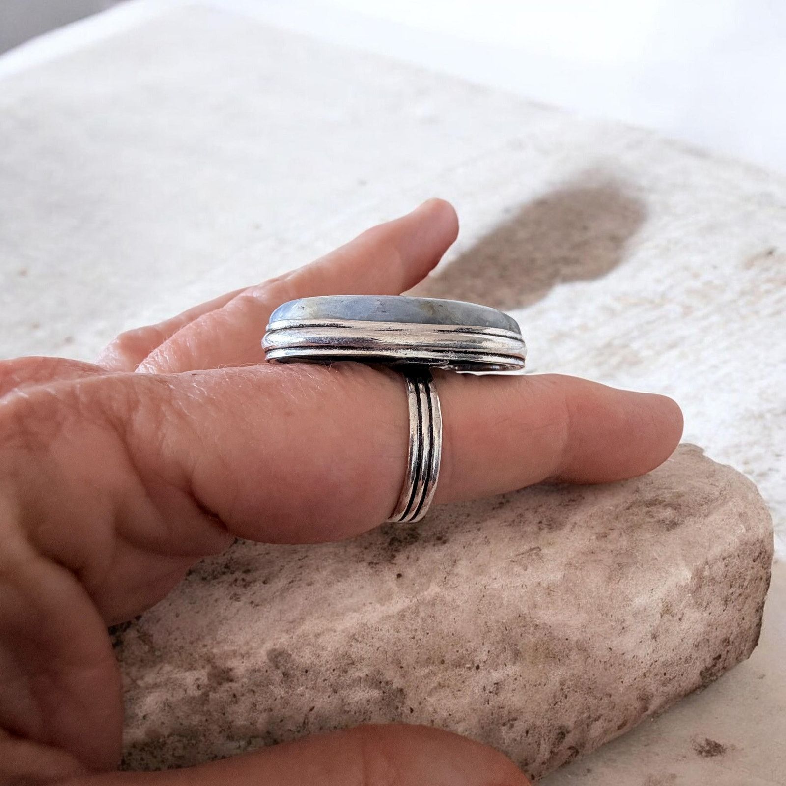 The Unbranded Brand Blue Kyanite Statement Ring Sterling Silver Overlay Size 9 Size ONE SIZE - 3 Thumbnail