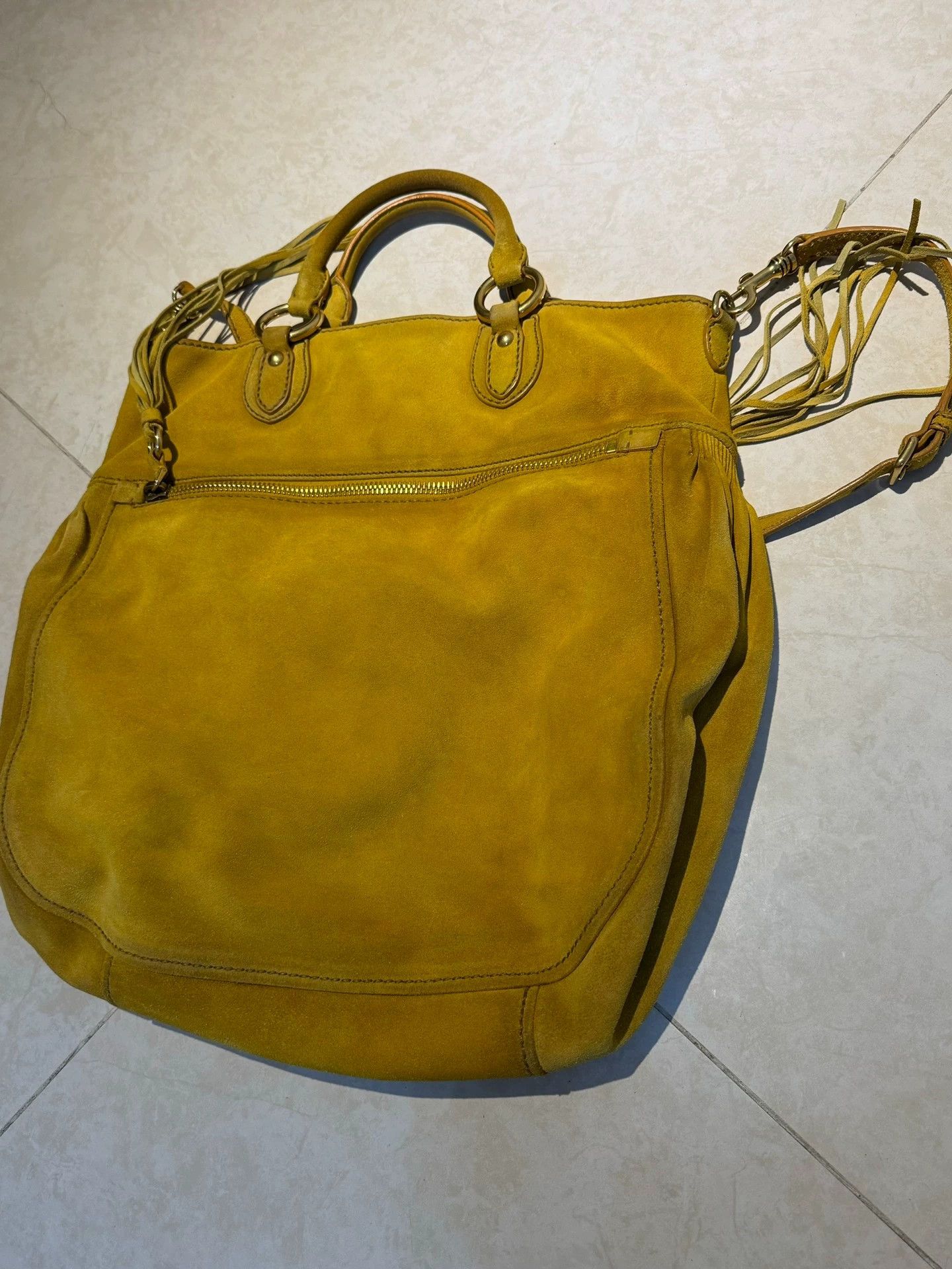 Prada MIU MIU Tassel Suede Crossbody Bag Glace Calf Khaki/Gold Size ONE SIZE - 4 Thumbnail