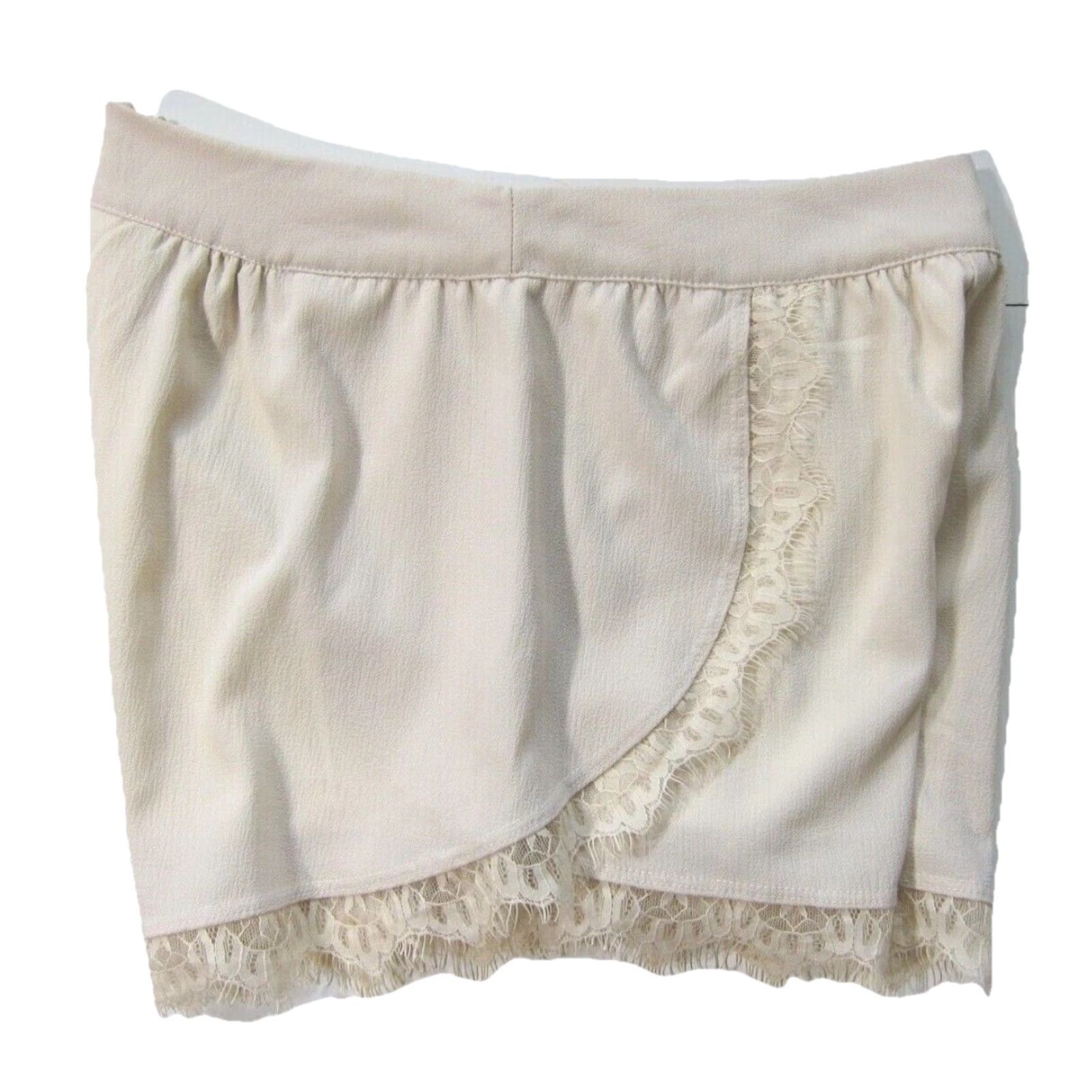 Vintage Blue Rain Silky Flowy Ivory Lace Fold High Rise Short Women Size Medium Size 28" / US 6 / IT 42 - 6 Thumbnail