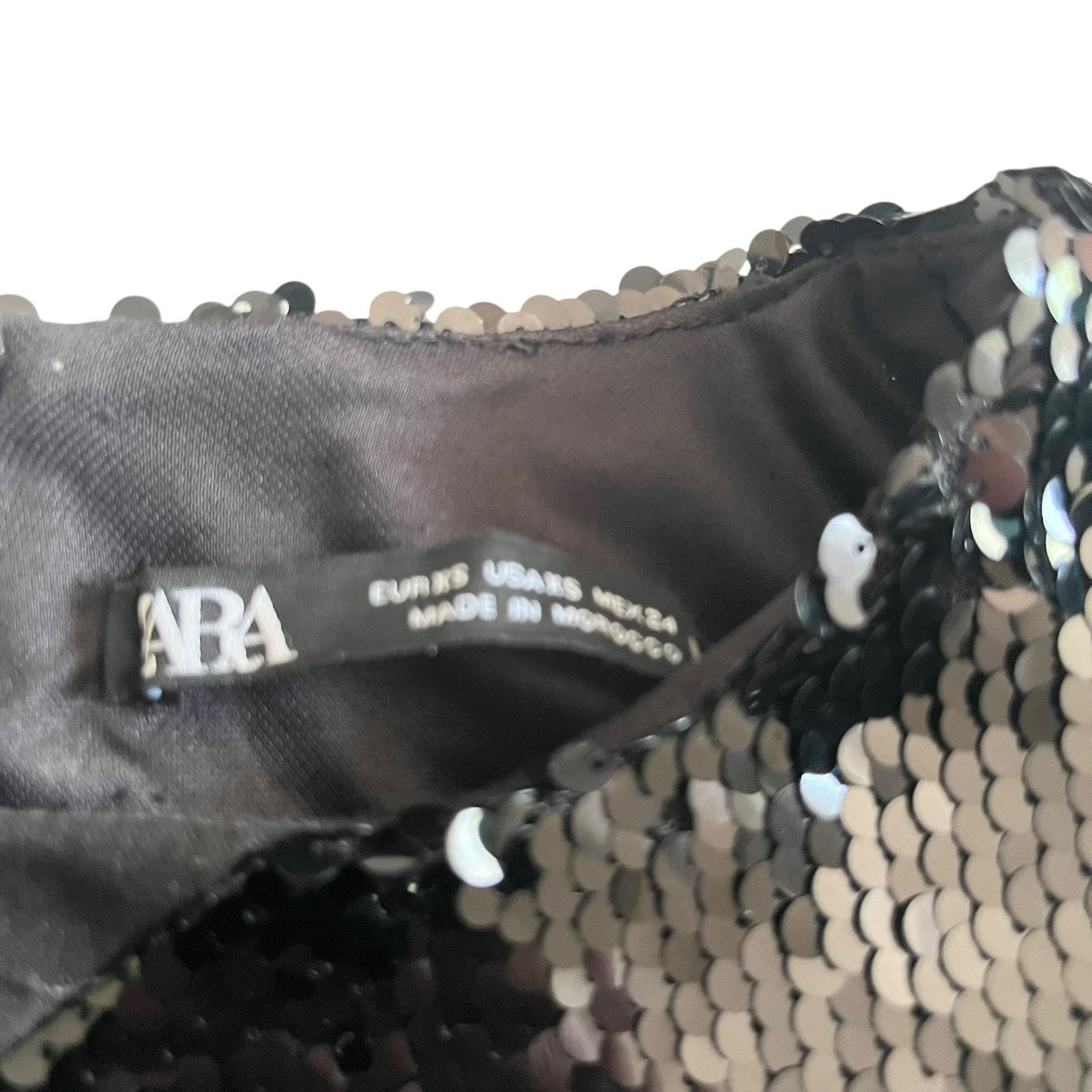 Zara Zara Black Sequin Contrast Mini Dress Long Sleeve Ruched Size XS / US 0-2 / IT 36-38 - 7 Thumbnail