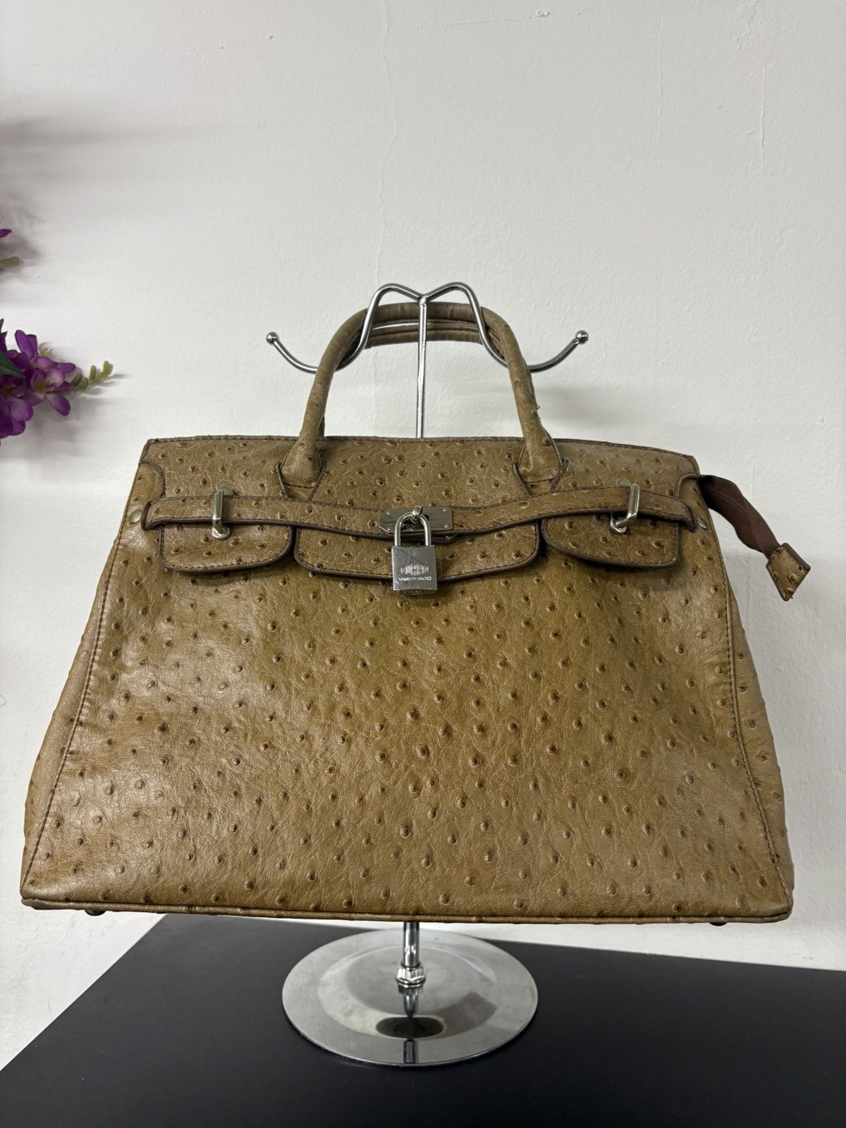 Handmade Birkin Style Hand Bag Ostrich Leather Size ONE SIZE - 1 Thumbnail
