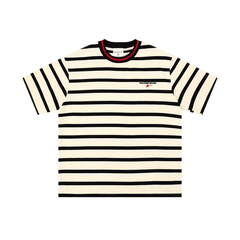 Japanese Brand Men's loose striped crew neck T-shirt Size US M / EU 48-50 / 2 - 1 Thumbnail