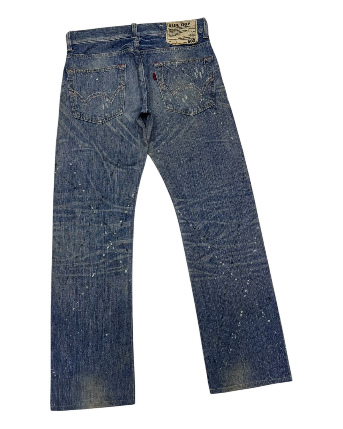 Who Decides War EDWIN 503 BLUE TRIP PAINT SPLATTER DISTRESSED DENIM JEANS Size US 32 / EU 48 - 8 Thumbnail