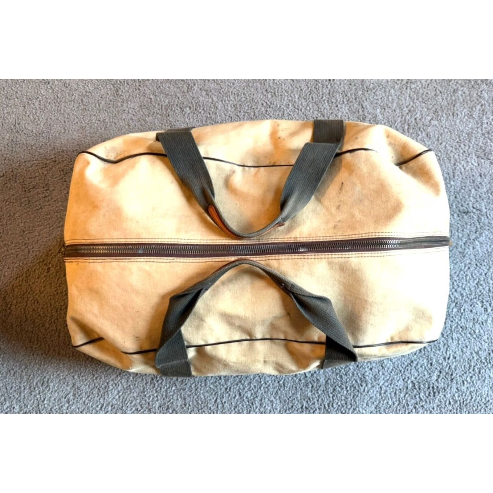 Vintage VINTAGE Boyt Canvas Duffle Bag - Tan - Large - Travel - 30x13x12 in - Unisex Adults - Double Handles - Zip - Top Handle - Canvas Size US L / EU 52-54 / 3 - 5 Thumbnail