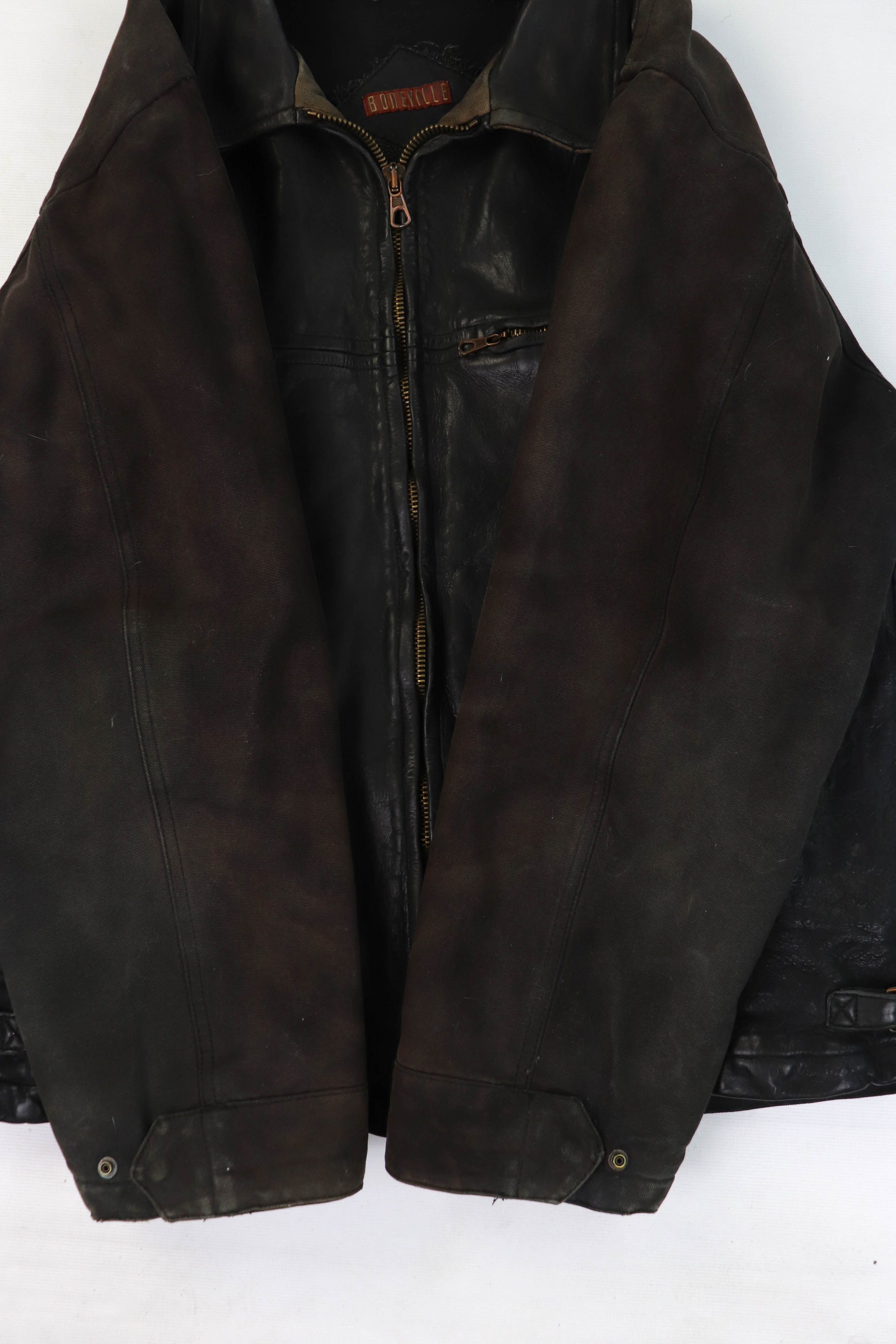 Boneville Boneville Vintage Thrashed Distress Sunfaded Leather Jacket Size US L / EU 52-54 / 3 - 10 Thumbnail