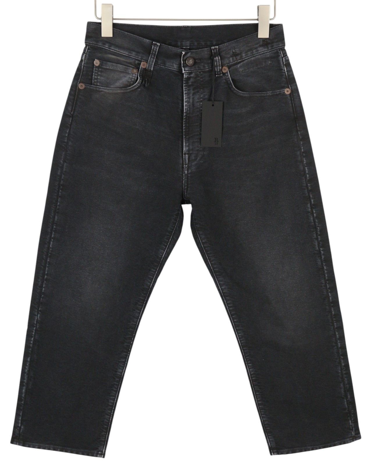R13 X-BF 25 Black Garment Dyed Moleskin Cropped FW25 86530 Size 25" / US 0 / IT 36 - 1 Thumbnail