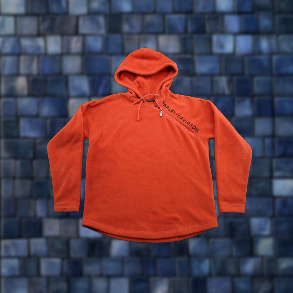 Harley Davidson Harley-Davidson Women's Hoodie Orange Fleece 1/4 Zip XS Logo Pullover Size XS / US 0-2 / IT 36-38 - 1 Thumbnail