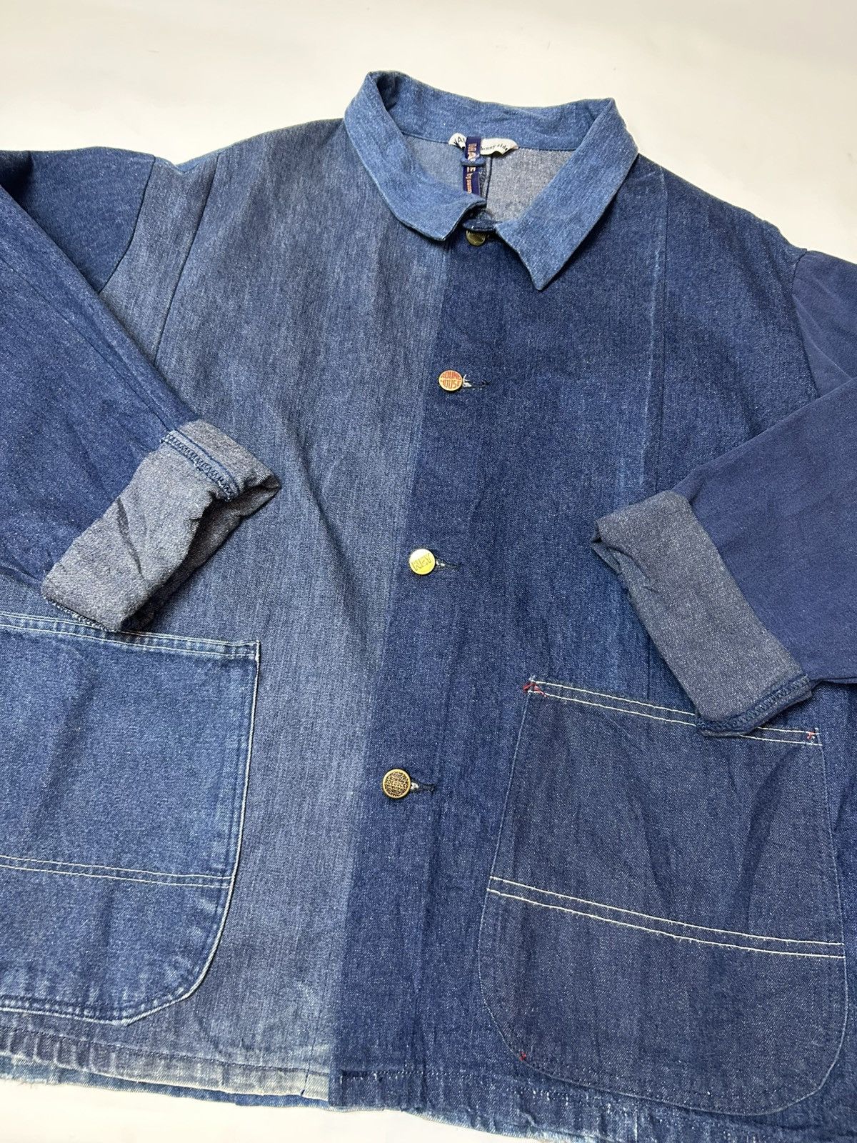 Japanese Brand SUNNY SIDE UP DENIM JACKET UNIQUE BUTTON DESIGN USED Size ONE SIZE - 2 Thumbnail