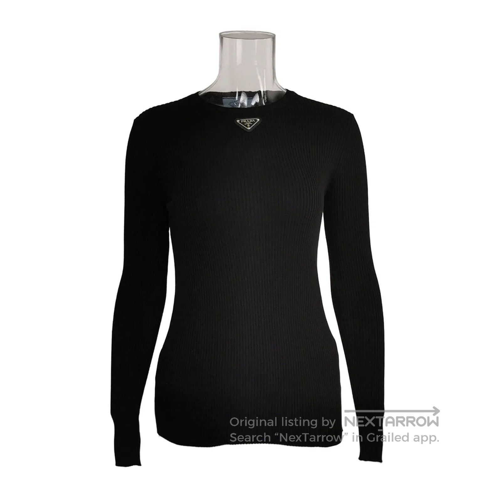 Prada Prada Black Cotton Ribbed Knit Sweater . Size XS / US 0-2 / IT 36-38 - 1 Thumbnail