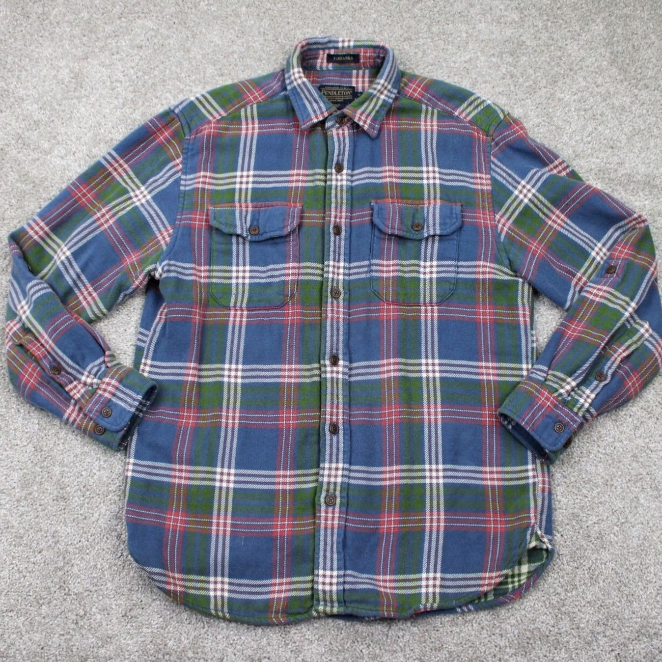 Pendleton Pendleton Fairbanks Shirt Mens Medium Blue/Green Plaid L/S Cotton Flannel Button-Up Baseball Collar Pocketed Casual Workwear Vintage: No Size US M / EU 48-50 / 2 - 2 Thumbnail