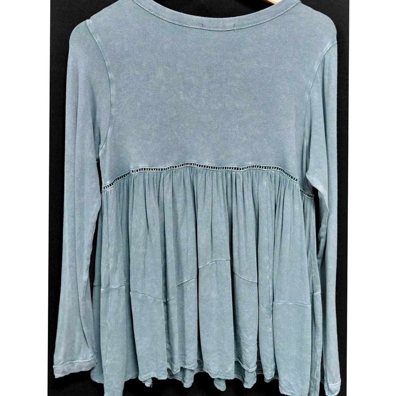 Vintage altard state Top Womens S Blue BAE Rayon Long Sleeve Solid Scoop Neck Women Size Size S / US 4 / IT 40 - 2 Thumbnail