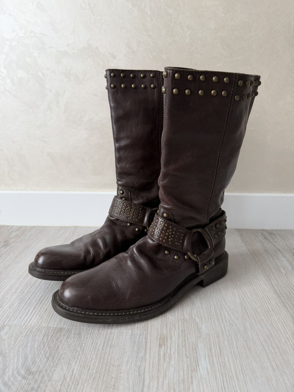 Moschino Vintage Italian AS 98 Rick Owens Style Leather Cowboy Boots Size US 8 / EU 41 - 4 Thumbnail