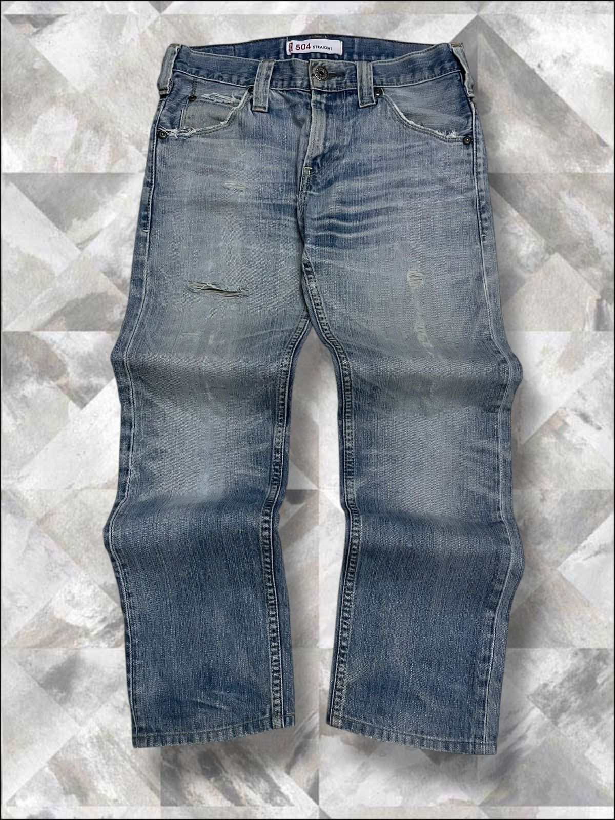 Vintage Og Designer Levis 504 Distressed Straight Denim