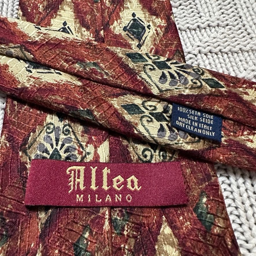 Altea Altea brown abstract diamond Italian silk tie Size ONE SIZE - 2 Thumbnail