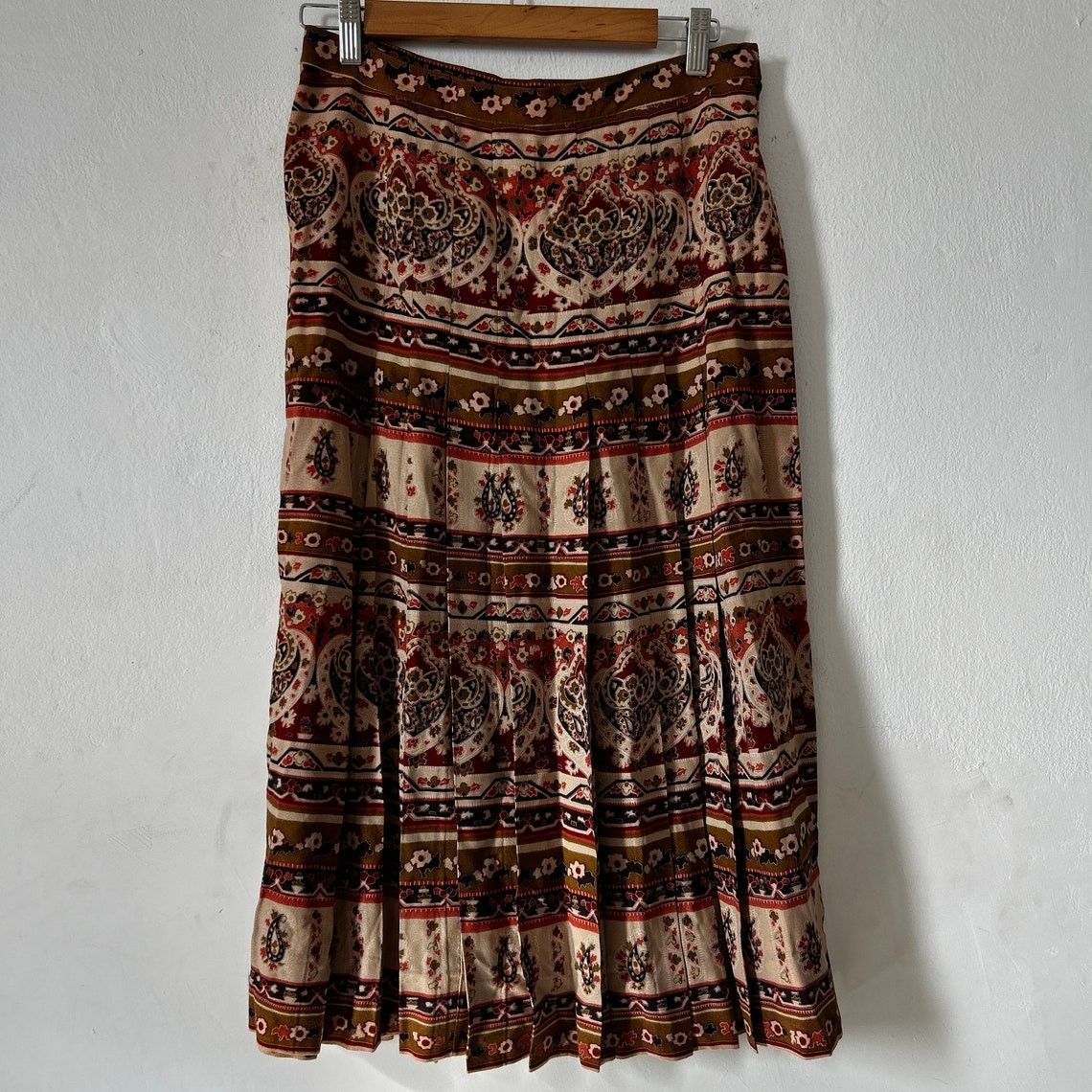 Vintage Vintage 70s Earthy Paisley Midi Skirt Size 30" / US 8 / IT 44 - 7 Thumbnail