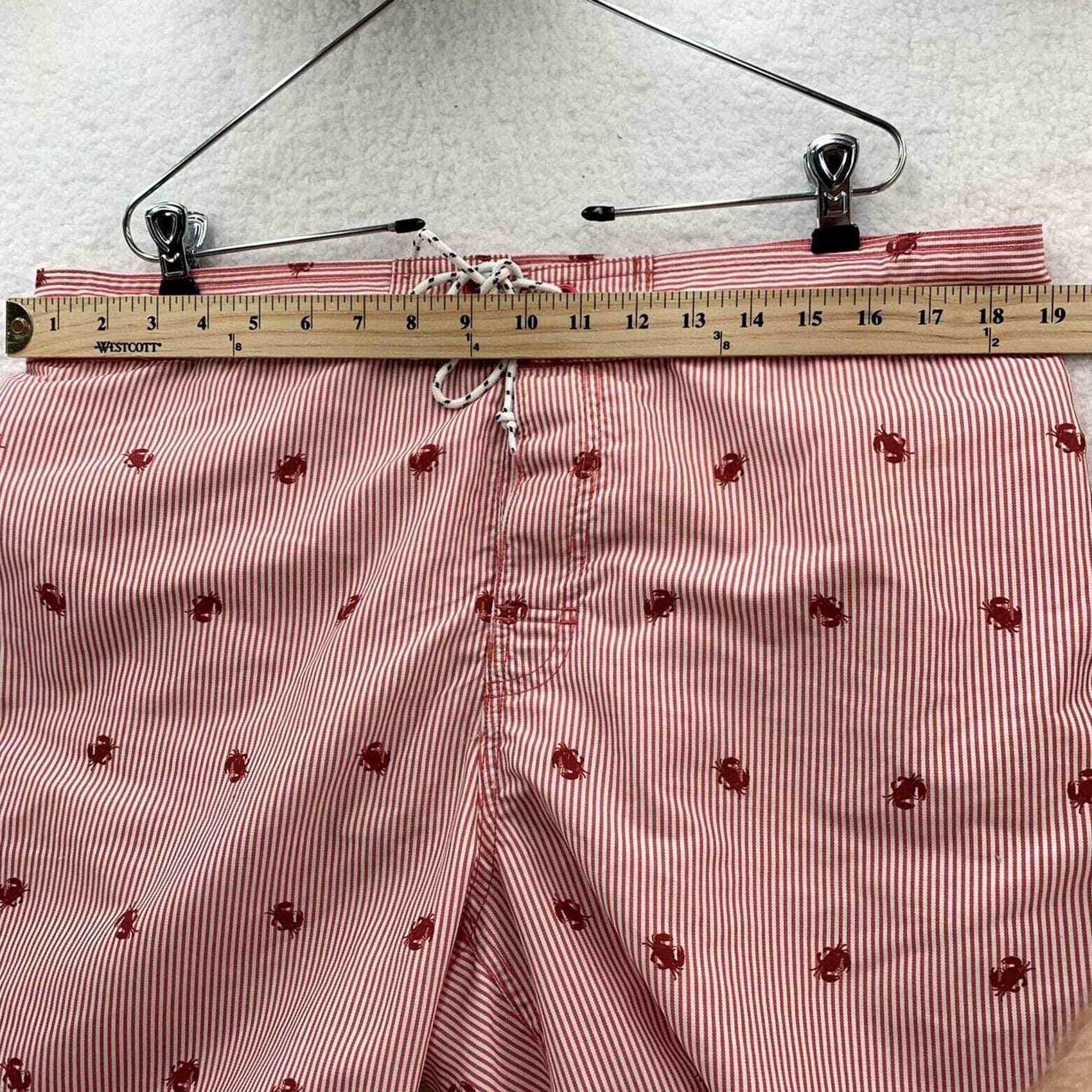 Izod Izod Mens Swim Trunk XL Red Striped Crabs Bathing Suit Preppy Saltwater Size 46R - 7 Thumbnail