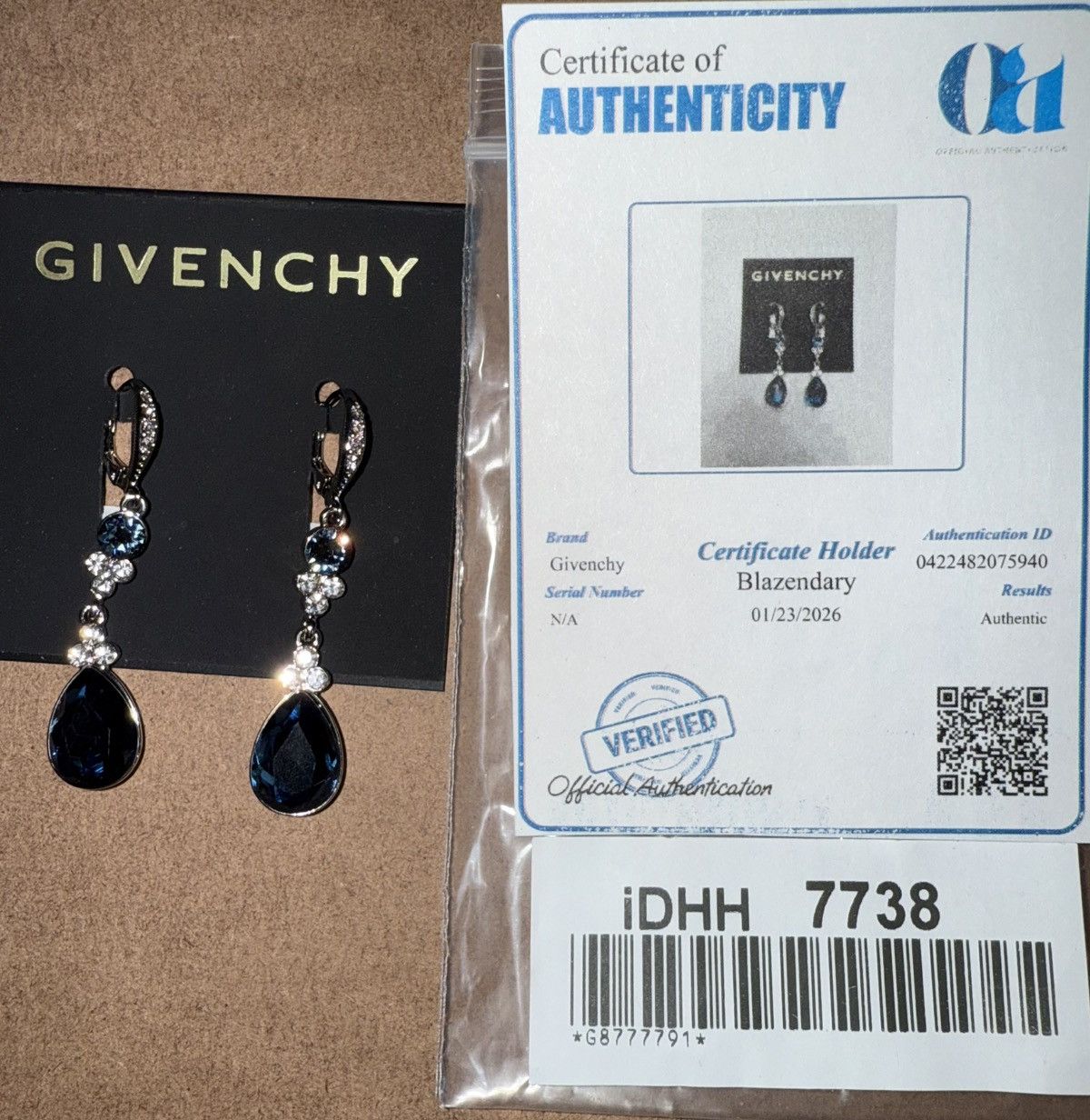 Givenchy Givenchy double-drop Crystal earrings, Rhodium Blue/Silver.. Size ONE SIZE - 3 Thumbnail