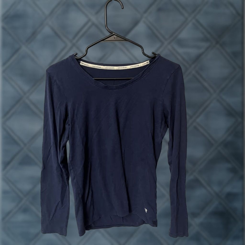 Lucky Brand Vintage Lucky Brand Women's Sleep Shirt XS Navy Blue Long Sleeve Cotton Modal Lounge Top Size XS / US 0-2 / IT 36-38 - 1 Thumbnail
