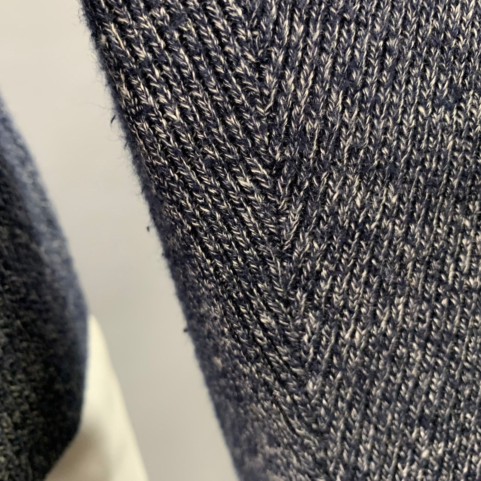 Polo Ralph Lauren L Navy White Heather Linen Wool Cotton Crew Neck Sweater Size US L / EU 52-54 / 3 - 5 Thumbnail