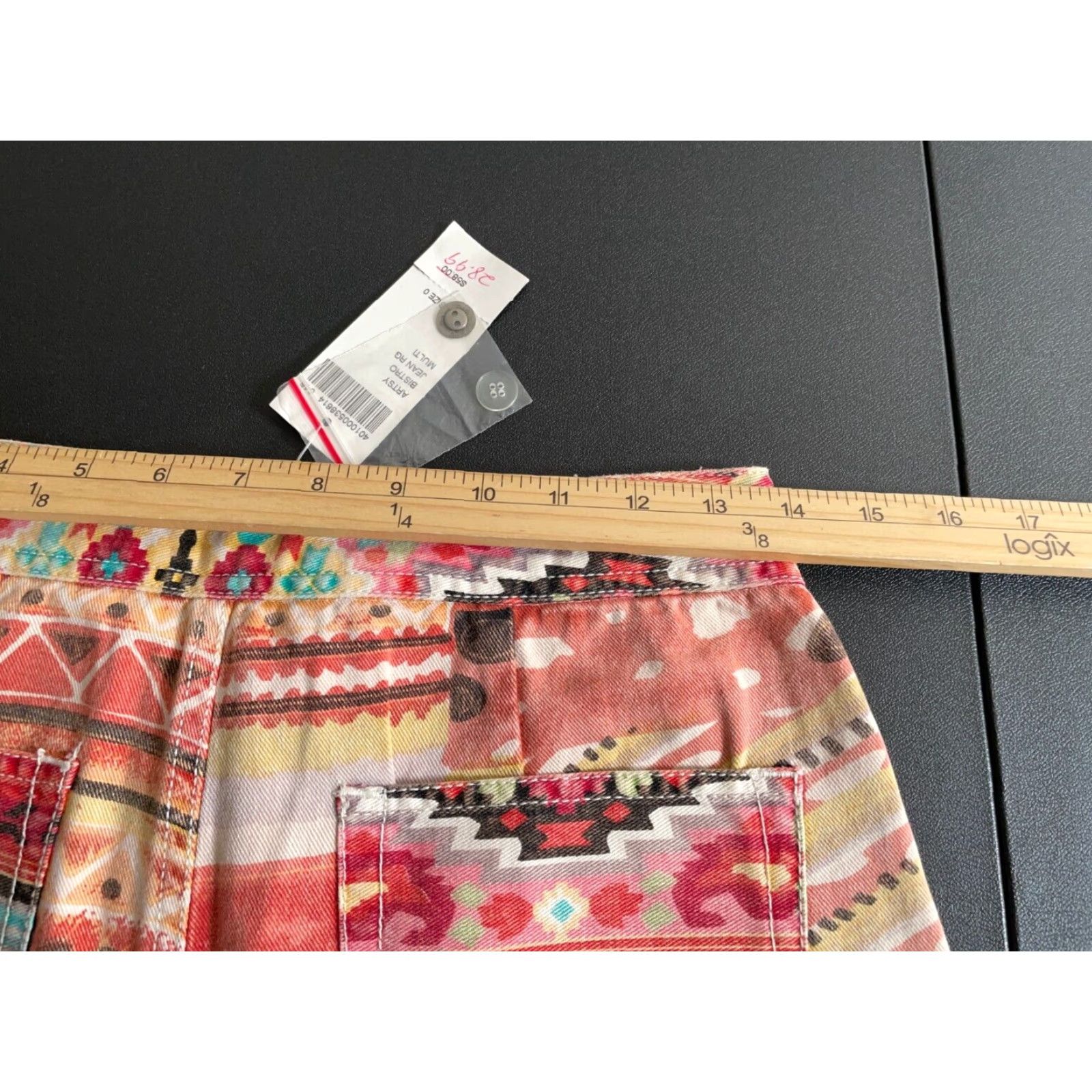 Vintage VINTAGE 90s Chico's Women's Jeans Bootcut High Waist 28x26 Geometric Abstract Art Red Dark Pink Retro Size 25" / US 0 / IT 36 - 5 Thumbnail