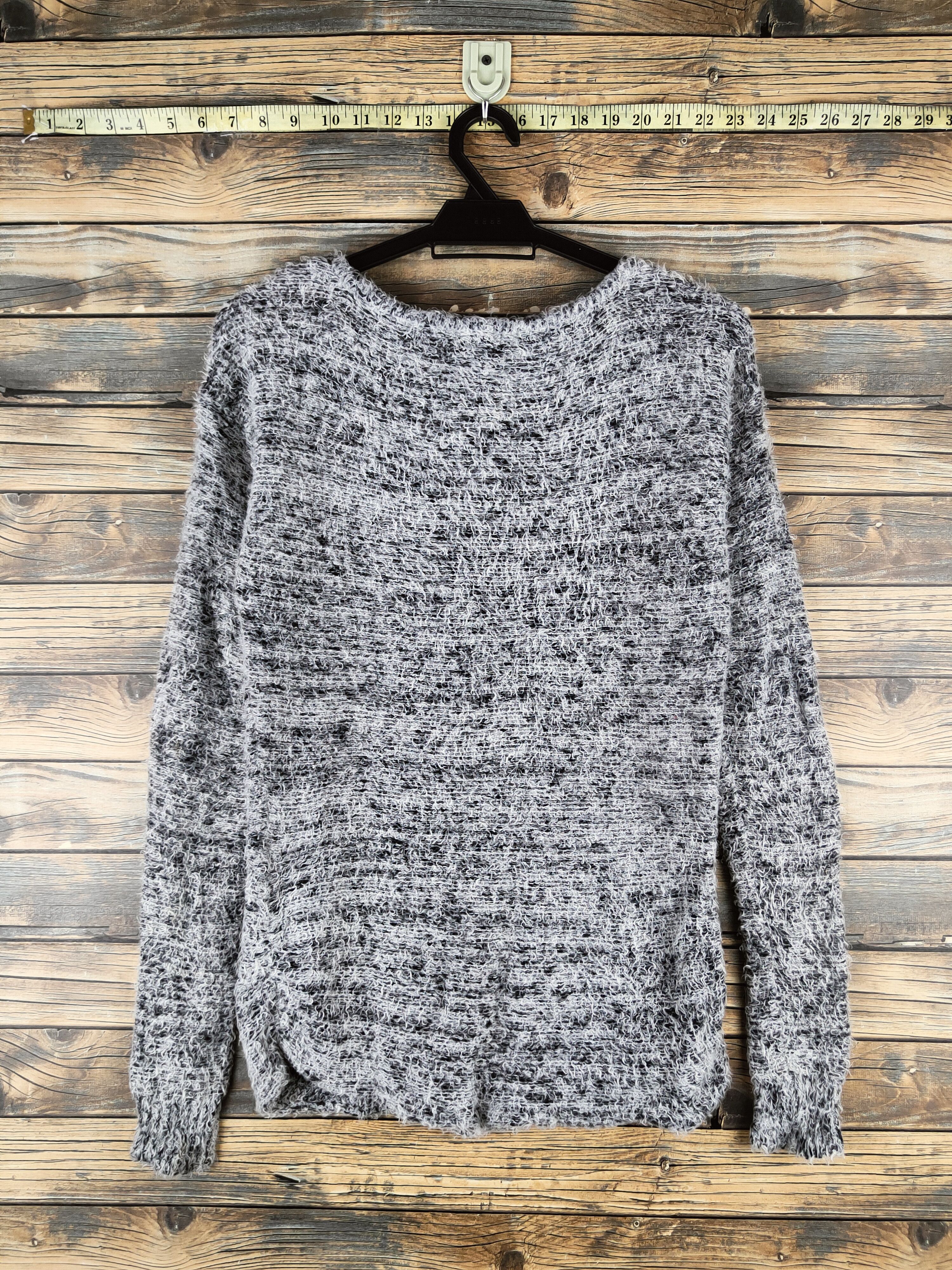 Japanese Brand DL Rienda White Navy Fur Mohair Knitwear #46-456 Size S / US 4 / IT 40 - 7 Thumbnail