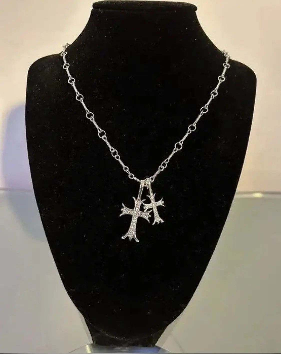 Jewelry Double Cross Necklace Punk Gothic Size ONE SIZE - 2 Thumbnail