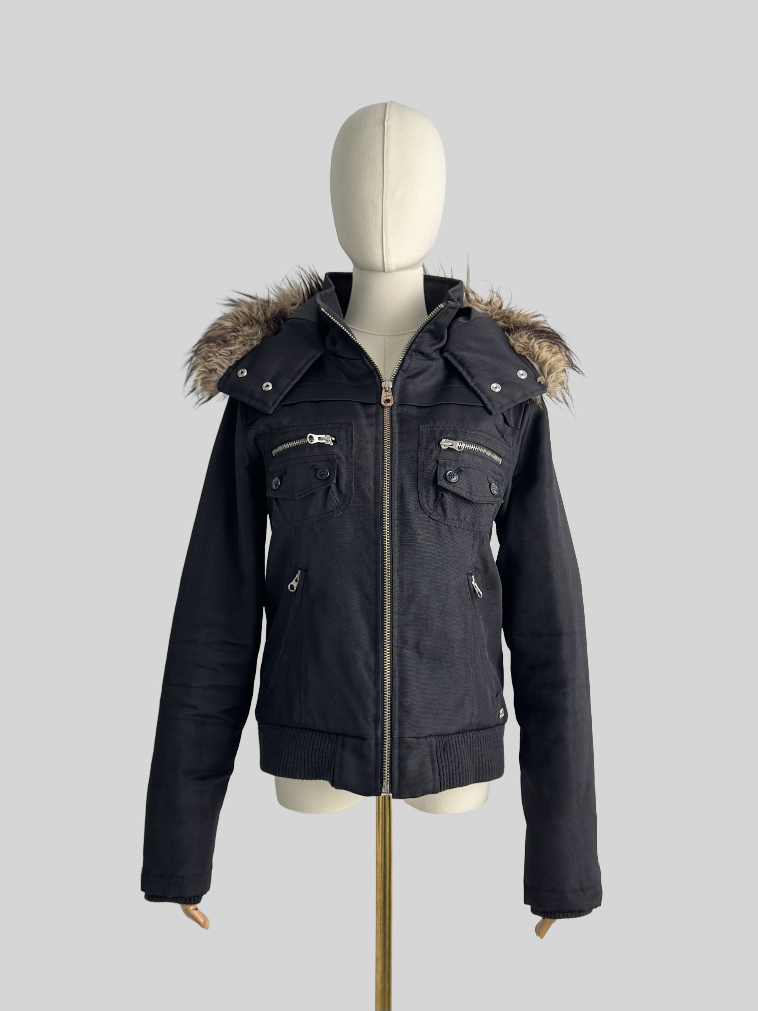 Miss Sixty Miss Sixty Vintage Cropped Jacket With Faux Fur Hood (D10) Size M / US 6-8 / IT 42-44 - 1 Thumbnail