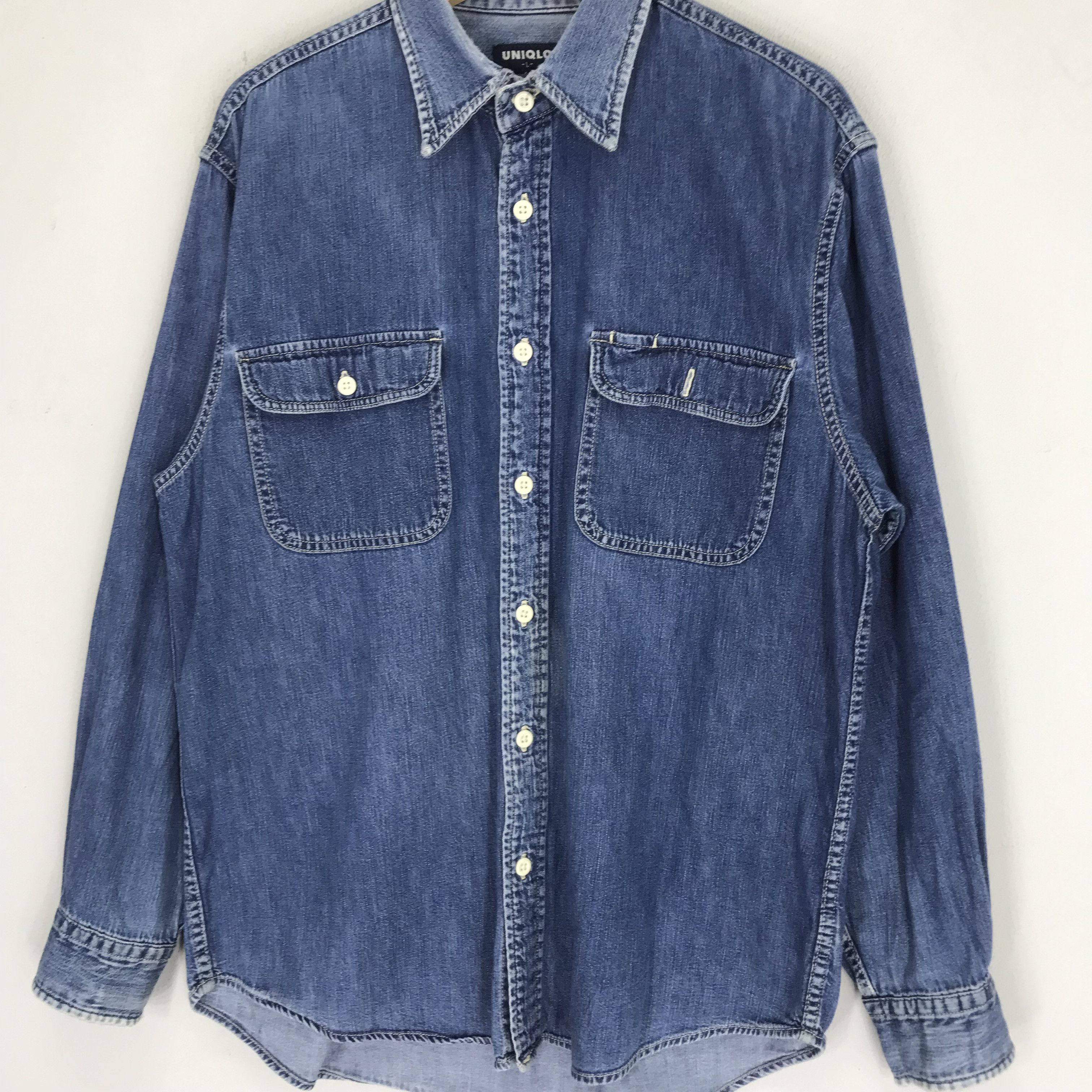 Uniqlo Vintage Uniqlo American Denim Double Pocket Button Down Size US L / EU 52-54 / 3 - 4 Thumbnail